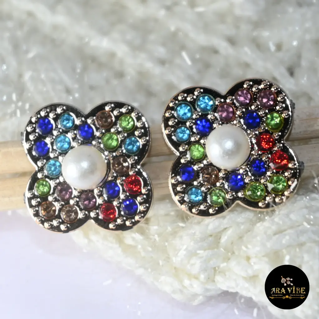 Rainbow Pearl Blossom Earrings