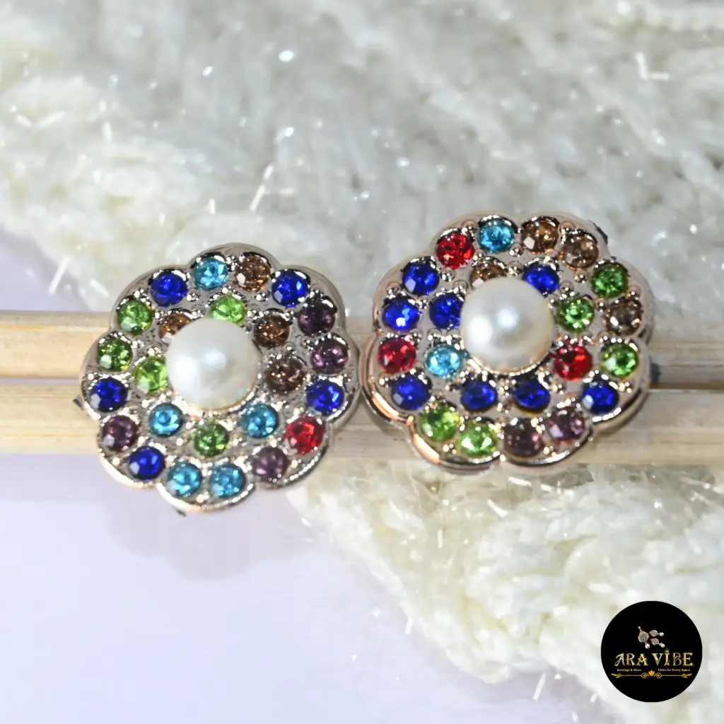 Color Splash Round Pearl Earrings