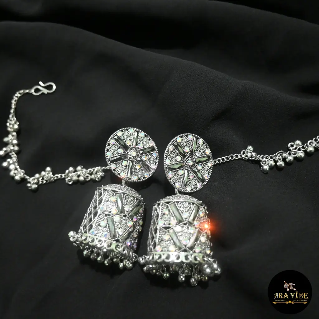 Royal Oxidized Afghani Jhumka Mathapatti Set