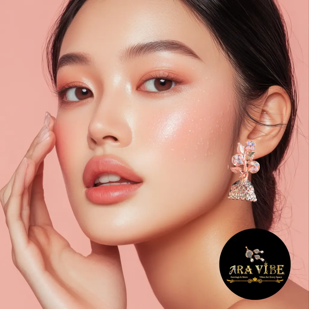 Blossom Vine Crystal Jhumka Earrings