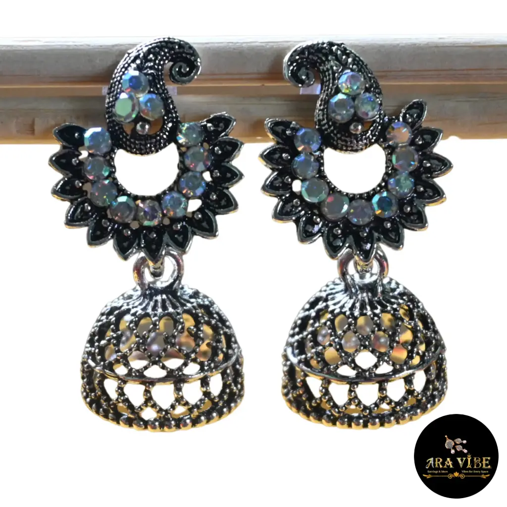 Midnight Spark Jhumki Earrings