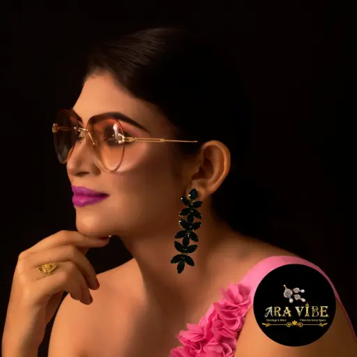 Black Floral Drop Earrings