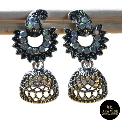 Midnight Spark Jhumki Earrings