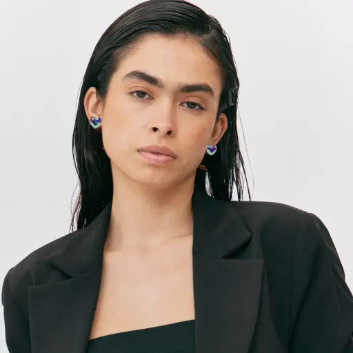 Rainbow Crystal Heart Studs