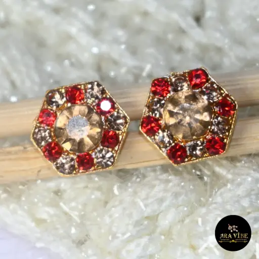 Crimson Sparkle Stud Earrings