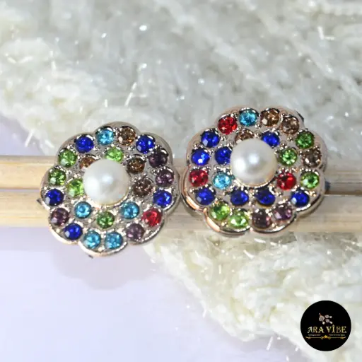 Color Splash Round Pearl Earrings
